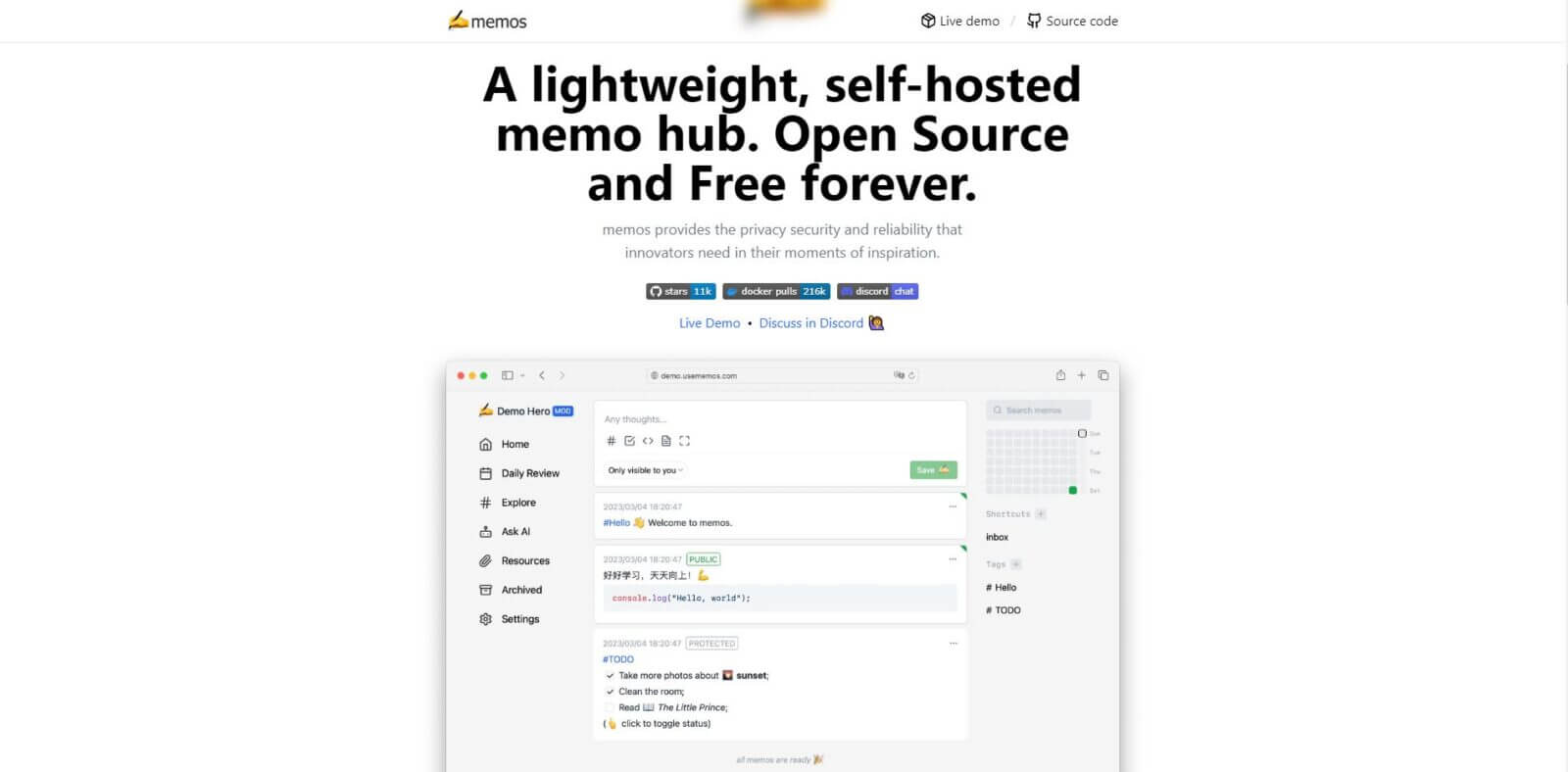 Установка Self Hosted сервиса для заметок Memos со встроенным Chat GPT в Docker.