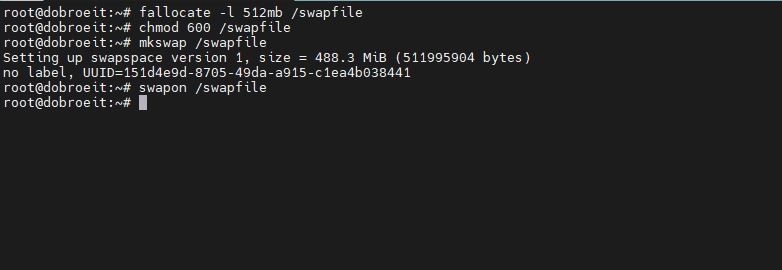 Добавление swap в Linux на вашу VPS/VDS на примере Debian с 512mb оперативной памяти