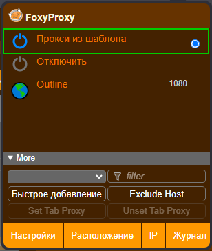 Работа Outline VPN совместно с Foxy Proxy